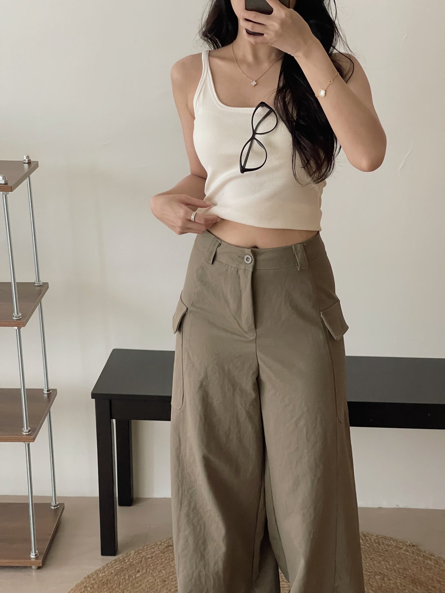 Contrast Trim Padded / 撞色边吊带胸垫背心