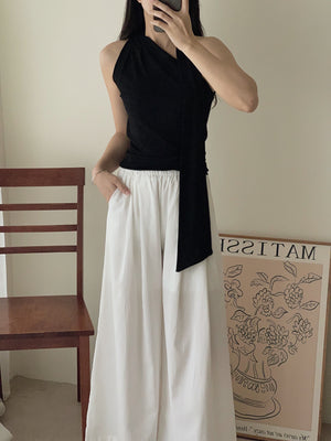 Neck Tie Single Shoulder Top / 围脖带单肩上衣