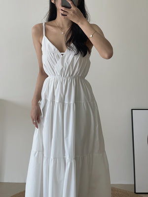 Lorra Wide Flare Dress / 小露背度假风长裙