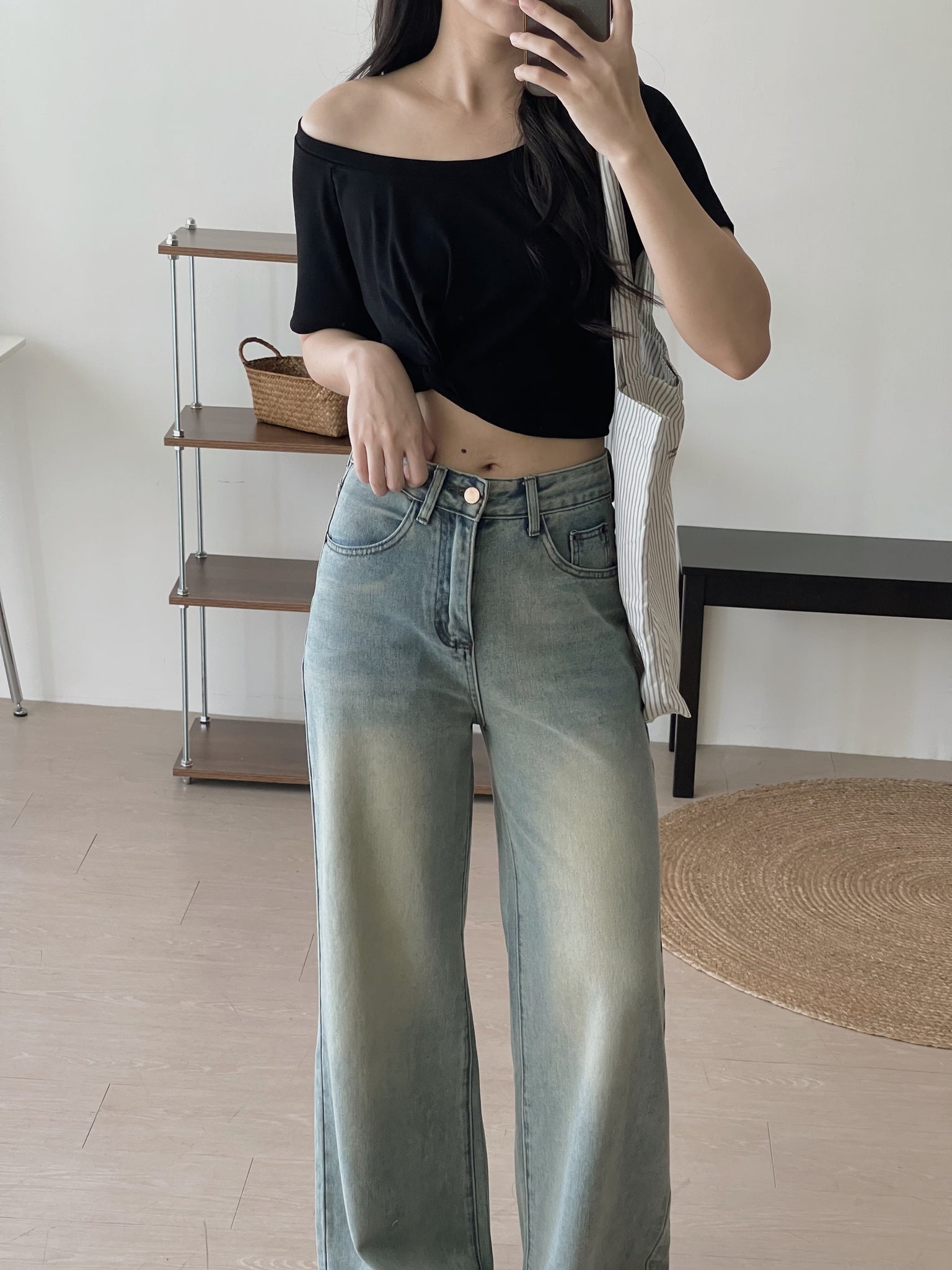 Twist Waist Crop Top / 收腰拧结两穿短T恤