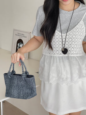 Saina Crochet 2pcs Top / 钩花针织吊带两件套