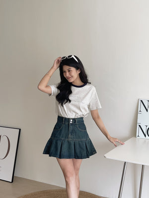 Denim Pleated Skirt / 牛仔百褶短裙