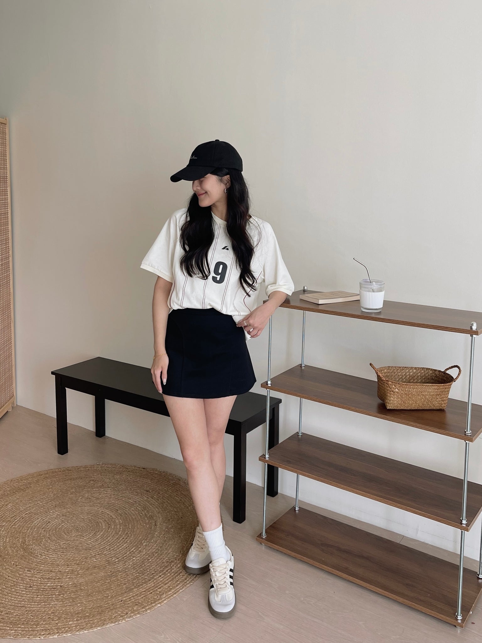 Badge Stripes Oversized Tee / 美式徽章条纹宽松T恤