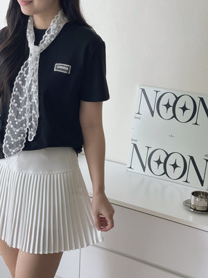 Lace Tie Plain Tee / 蕾丝带简约T恤
