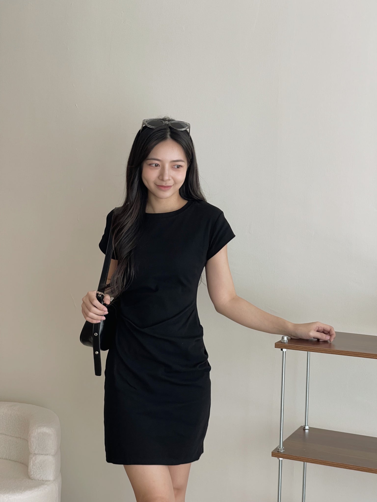 Basic Tall Slim Dress / 捏皱收腰连衣裙加长版