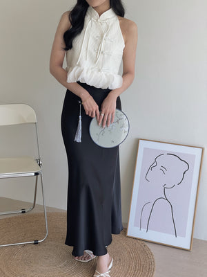 Petals Spliced Halter Top / 温柔花瓣摆盘扣上衣