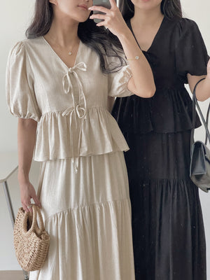 Linen Puff Sleeves Top / 棉麻泡泡袖上衣
