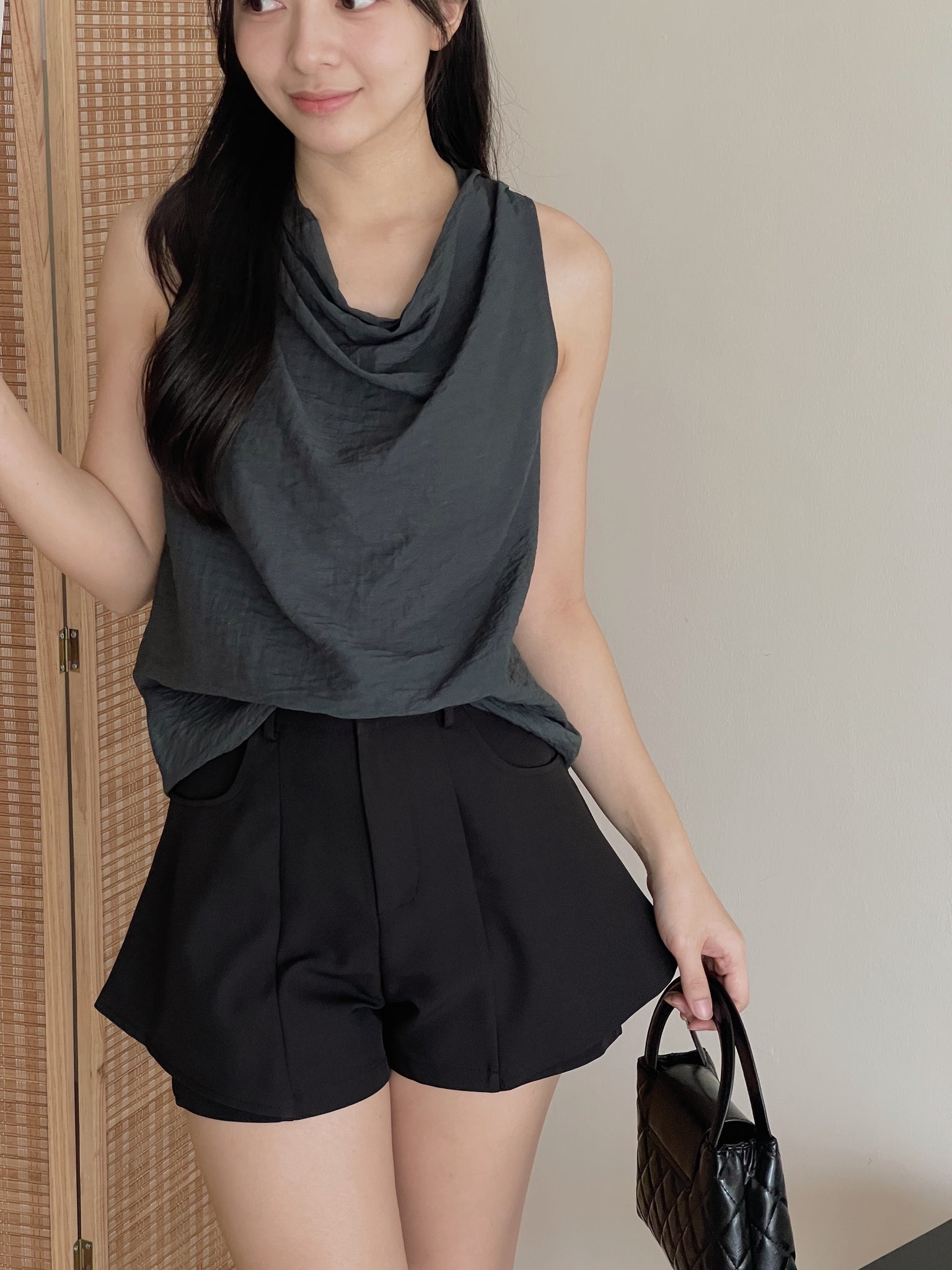 Modern Cowl Neck Top / 通勤荡领韩系小衫