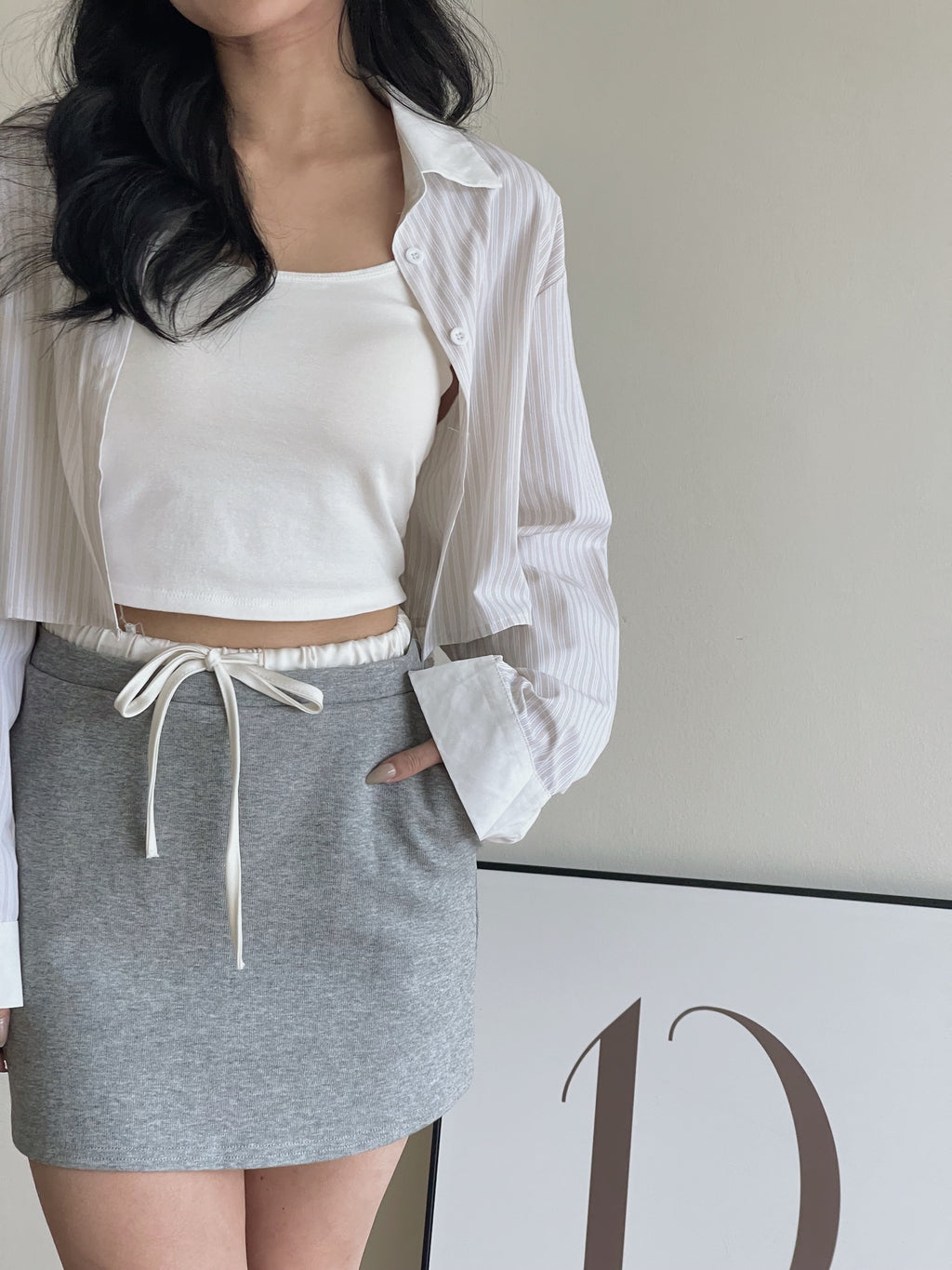 Silk Spliced Mini Skirt / 缎面拼接短卫裙