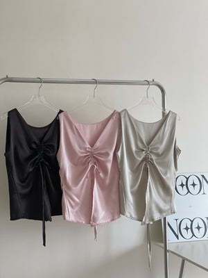 Satin Drawstring Top / 设计感缎面抽绳上衣