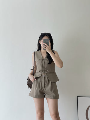 Ribbon Vest Set / 蝴蝶结无袖西装套装