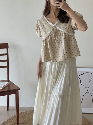 Mimosa French Blouse / 碎花蕾丝拼接上衣