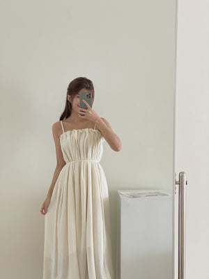 Holiday Pleated Dress / 度假抹胸吊带连衣裙
