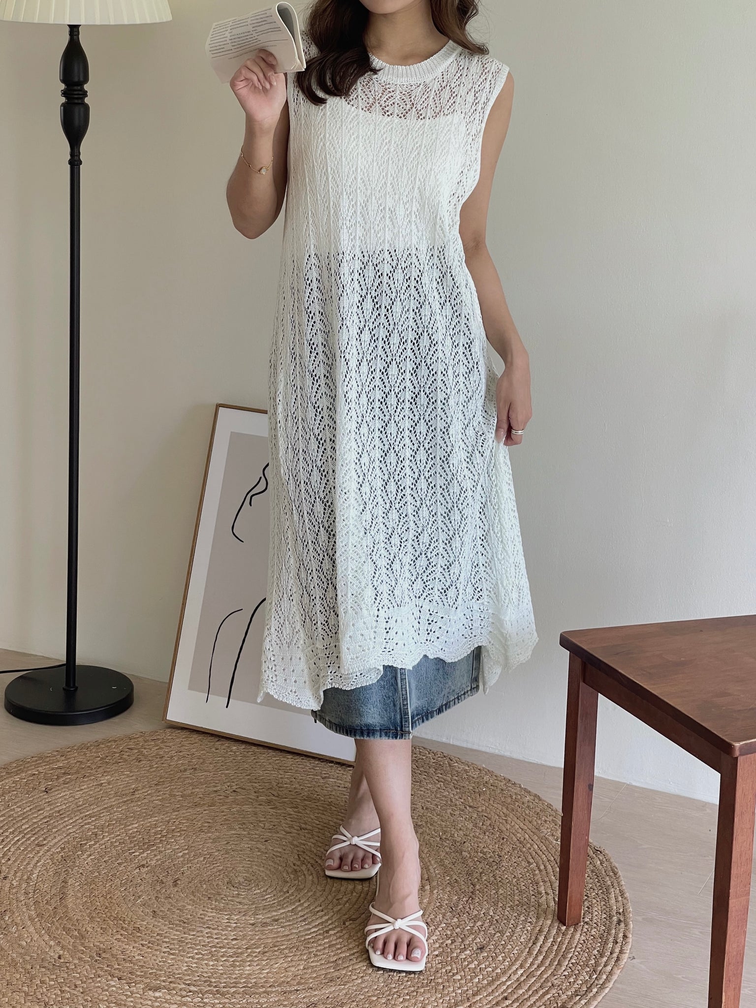 Denim Front Split Skirt / 前开衩牛仔半裙