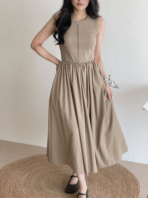 Cassia Ribbed Spliced Dress / 背心拼接连身长裙