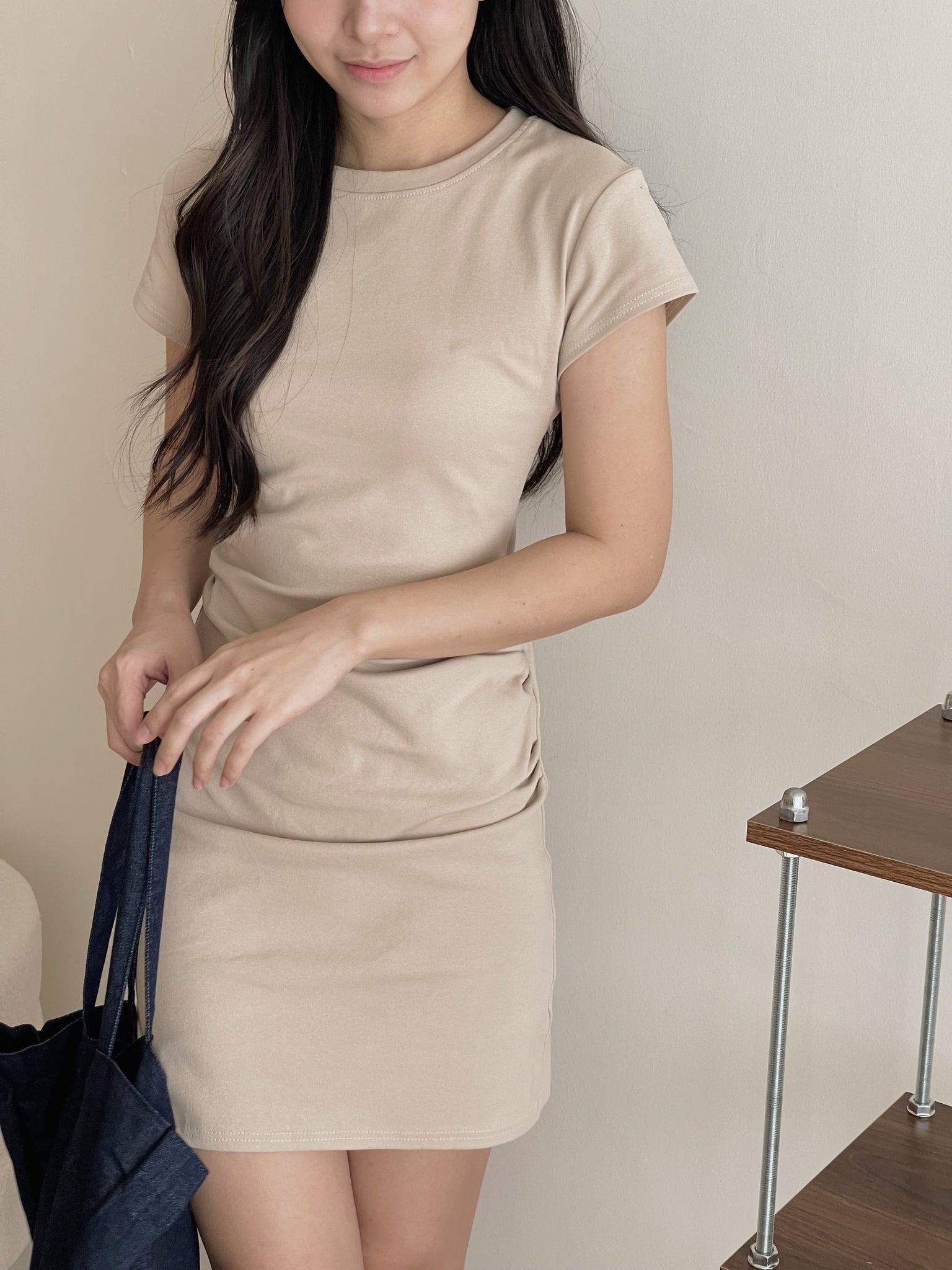 Basic Tall Slim Dress / 捏皱收腰连衣裙加长版