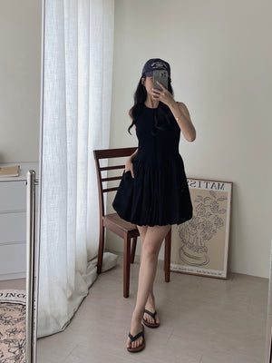 Puff Hem Babydoll Dress / 背心拼接花苞连身裙