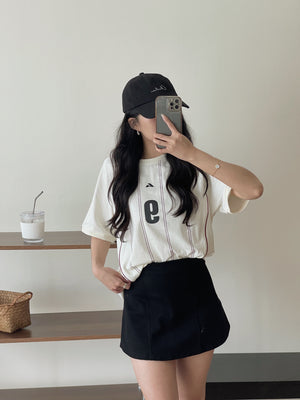 Badge Stripes Oversized Tee / 美式徽章条纹宽松T恤