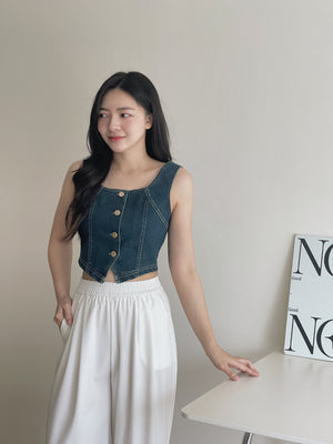 Denim Gold Button Top / 小香牛仔金扣上衣