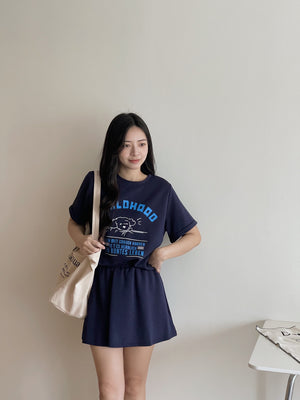 Puppy Cartoon Skort Set / 太空棉小狗卡通裤裙套装