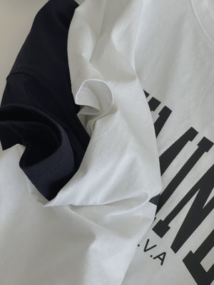 Letters Drop Shoulder Tee / 字母宽领落肩T恤