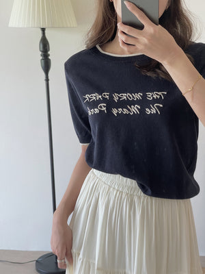 Korean Letters Knit Top / 韩系字母刺绣上衣