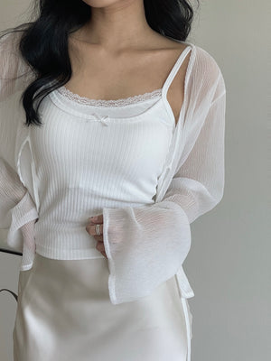 Lacey Edge Padded Singlet / 蕾丝花边胸垫吊带