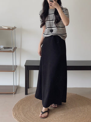 Tie-Waist Aline Midi Skirt / 系带垂坠感宽摆半身裙