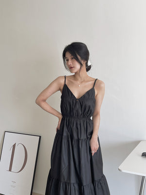 Lorra Wide Flare Dress / 小露背度假风长裙