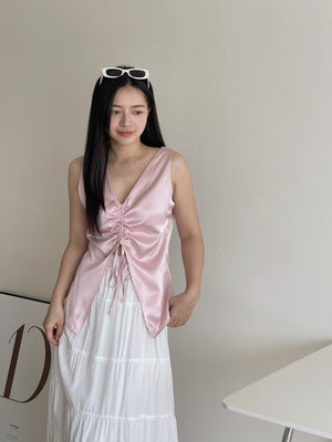 Satin Drawstring Top / 设计感缎面抽绳上衣