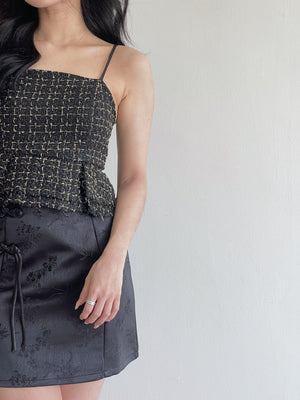 Tweed Spaghetti Top / 粗花呢小香吊带上衣