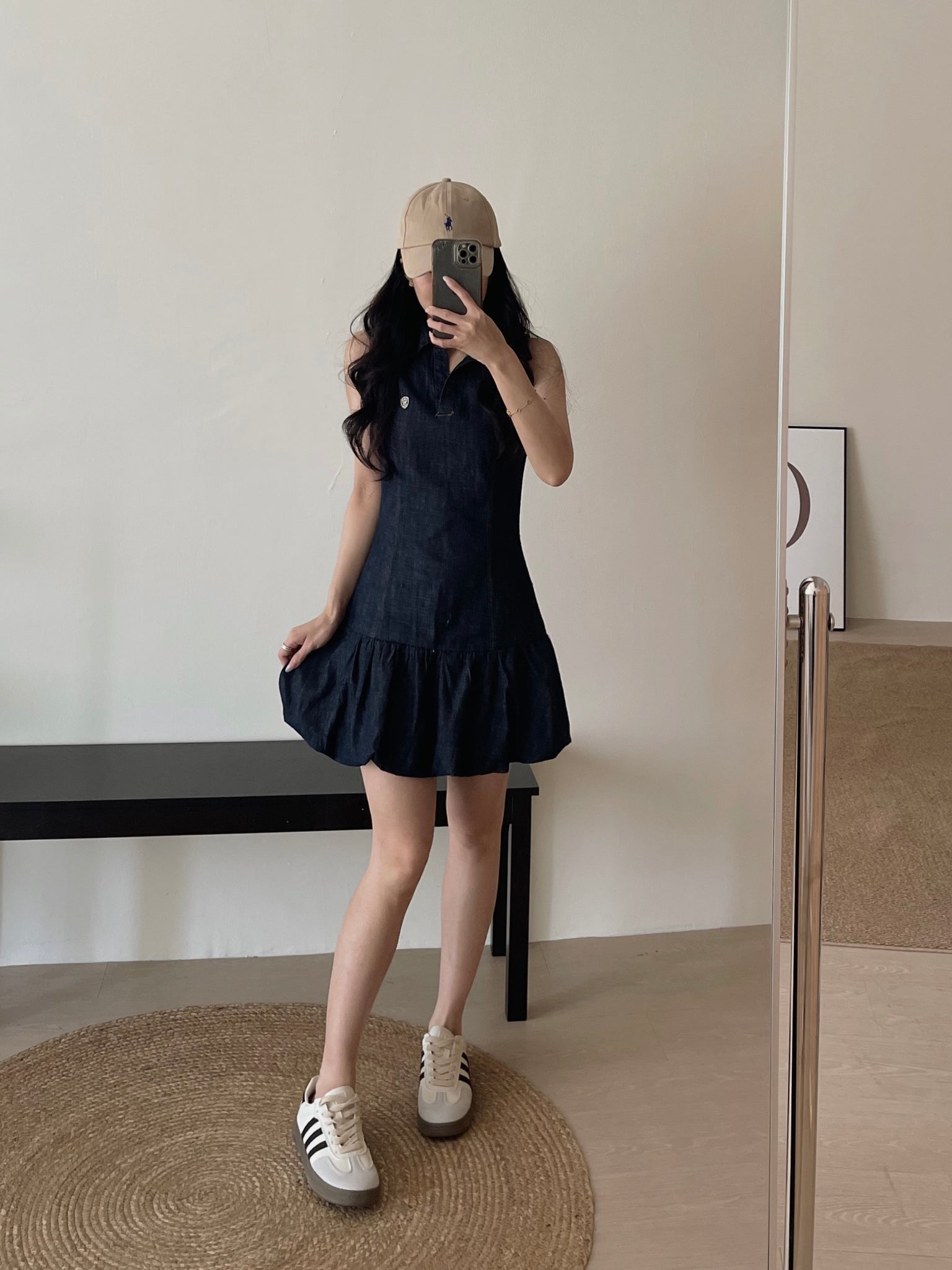 Preppy Collared Denim Dress / 学院风翻领牛仔连衣裙