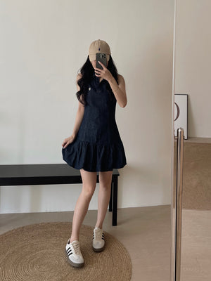 Preppy Collared Denim Dress / 学院风翻领牛仔连衣裙