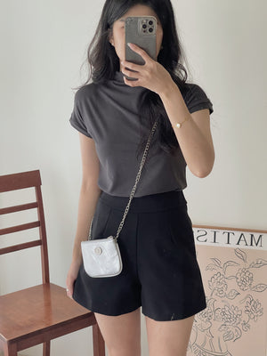 Cotton Mock Neck Tee / 棉质半高领基础T恤