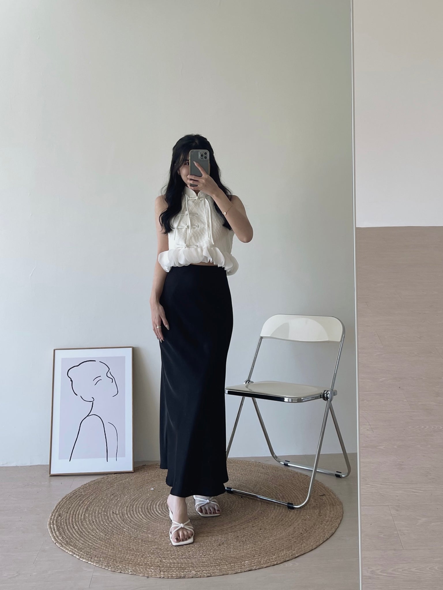 Petals Spliced Halter Top / 温柔花瓣摆盘扣上衣