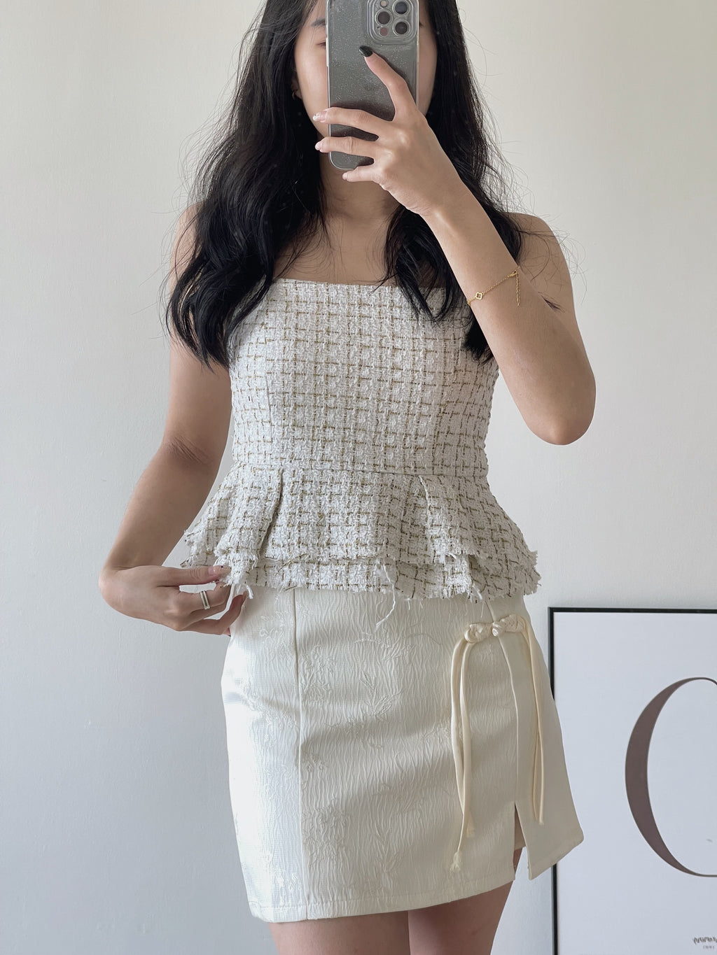 Tweed Spaghetti Top / 粗花呢小香吊带上衣