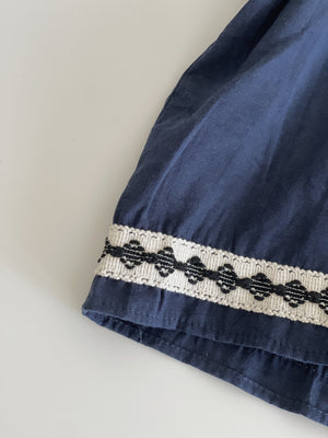 Ethnic Trim Pleated Top / 民族风边条压褶小衫
