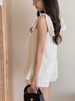 Elegant Satin Bow Set / 名媛气质蝴蝶结缎料套装