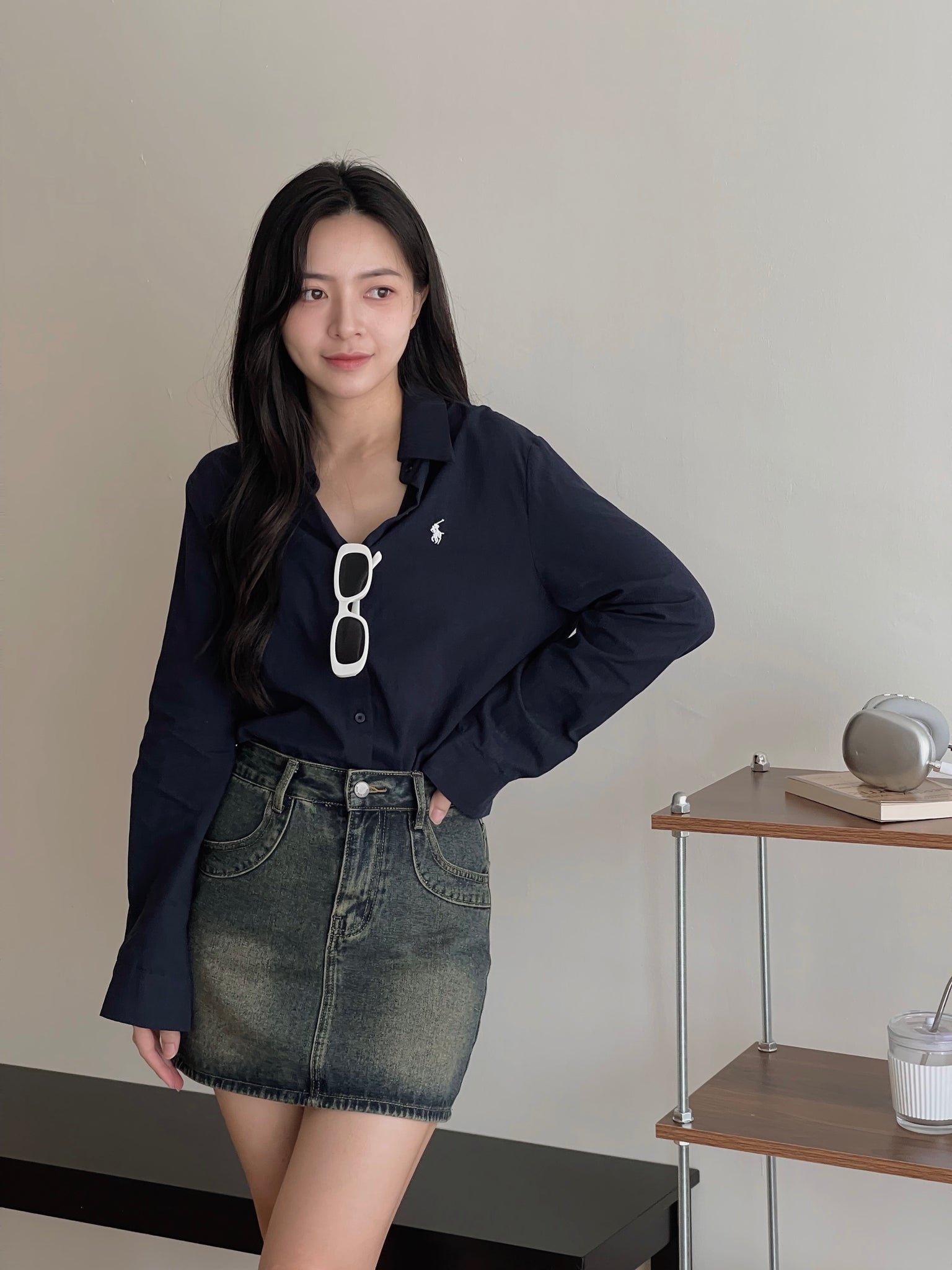 Mini Embroidered Logo Shirt / 小马刺绣通勤衬衫