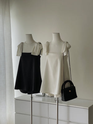 Elegant Satin Bow Set / 名媛气质蝴蝶结缎料套装