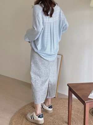 Lorna Cotton Skirt / 抽绳后开衩半身长裙