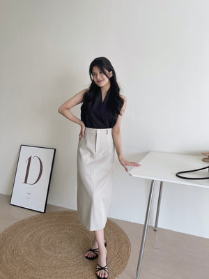 V-Neck Sleeveless Top / 交叉V领通勤上衣