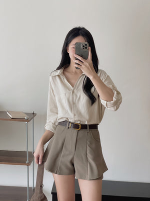 Chic Casual Shirt  / Polo尖领干练宽松衬衣