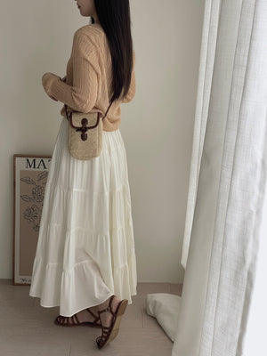 Lace Trim Midi Skirt / 蕾丝边半身长裙