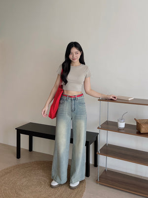 Crop Tee With Removable Pad / 短款T恤自带可拆卸乳胶垫