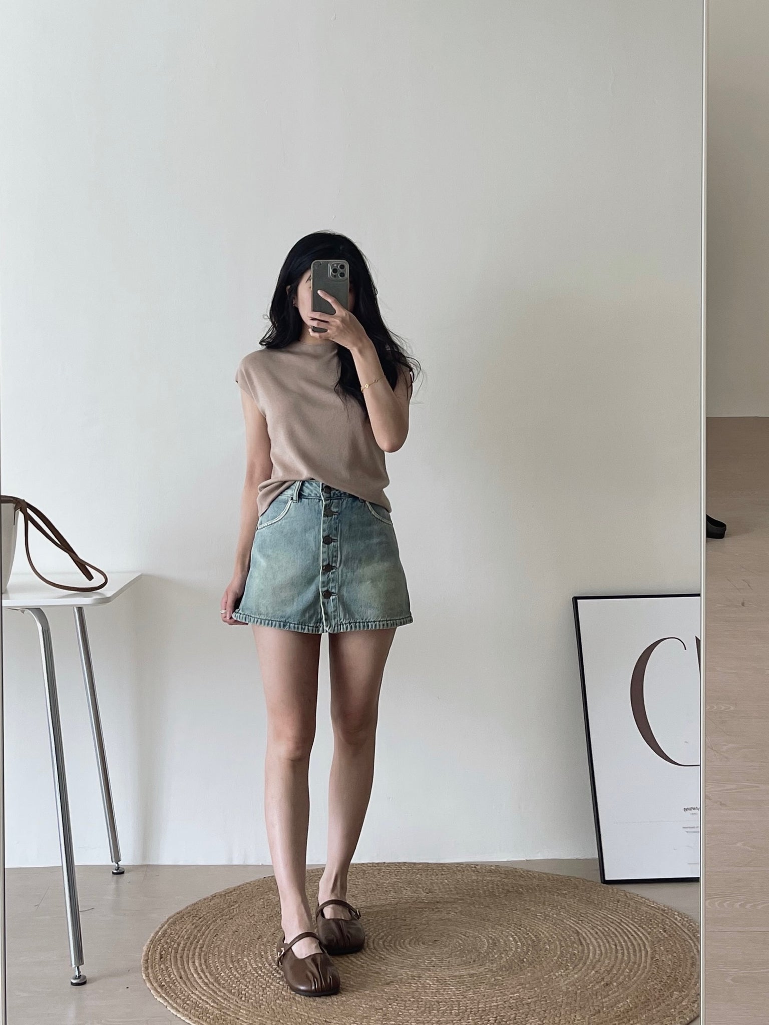 Button Up Denim Skirt / 排扣牛仔短裙