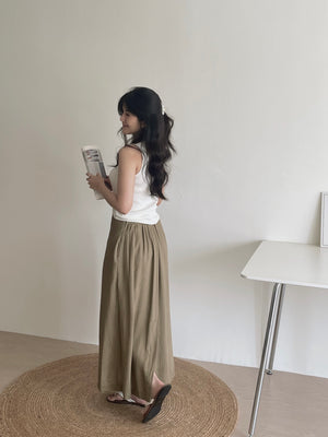 Linen Midi Skirt / 亚麻半身长裙