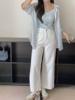 Denim Wide Cropped Pants / 牛仔宽松阔腿九分裤