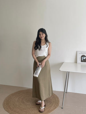 Linen Midi Skirt / 亚麻半身长裙
