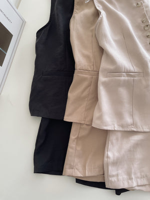 Casual Vest Set / 琥珀排扣休闲套装